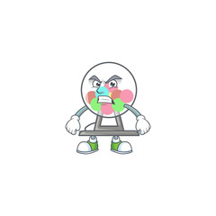 cartoon character of lottery machine ball with angry face
