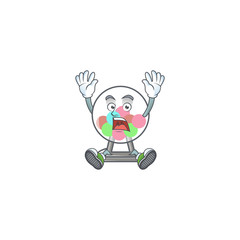 A picture of lottery machine ball cartoon design with shocking gesture