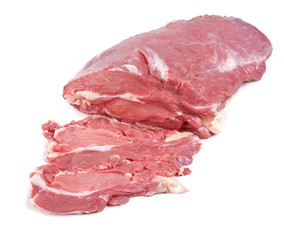 Veal Short Loin - Raw Meat - Isolated on White Background