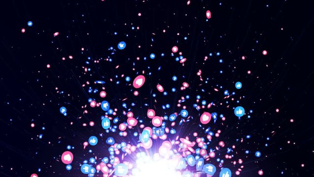 Social Media LIKE and HEARTS Emoji, Reactions Animation, Rendering, Background, Loop, 4k