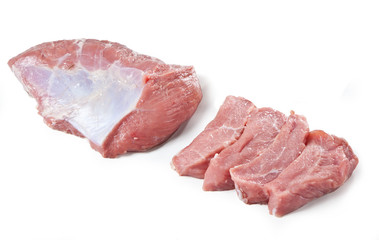 Veal Brisket - Raw Meat - Isolated on White Background