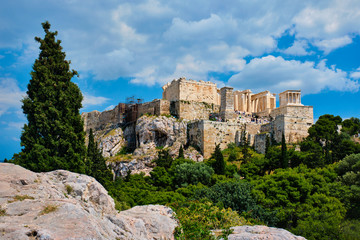 Fototapeta na wymiar Iconic Parthenon Temple at the Acropolis of Athens, Greece