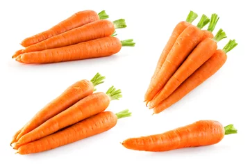 Photo sur Aluminium brossé Des légumes Isolat de carotte. Carottes sur fond blanc. Vue de dessus de carotte, vue latérale.
