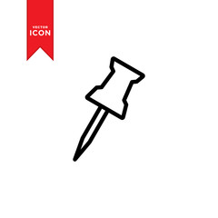 Push pin icon vector. Pin icon symbol. Simple design style on trendy icon.