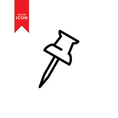 Push pin icon vector. Pin icon symbol. Simple design style on trendy icon.