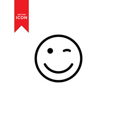 Smile face emoticon icon vector. Flat design style on trendy icon.