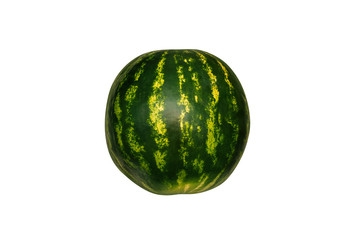 Round bold watermelon isolated on a white background. Top view, flat lay.