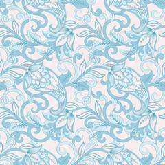 Fototapeta na wymiar Paisley Damask seamless pattern. Floral vector background