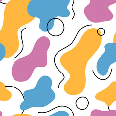 Seamless Pattern with Abstract Dynamic Colorful Shapes. Vector Endless Texture