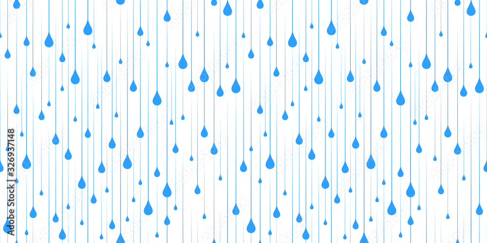 Poster vector seamless pattern with blue rain drops. abstract minimalist illustration of drops on white bac