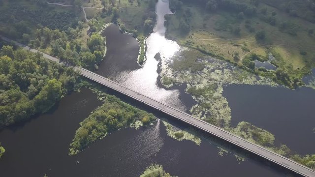 Auto road bridge over Desna river in Chernihiv region, Ukraine