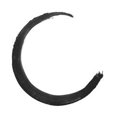 Schnell gemalter Halbkreis oder Kreis mit schwarzer Farbe