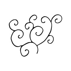 Angular decorative curl doodle. Hand drawn vector. Isolated on white background.