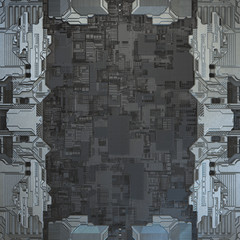 SciFi Panels. Futuristic texture. Spaceship hull geometric pattern. 3d illustration.