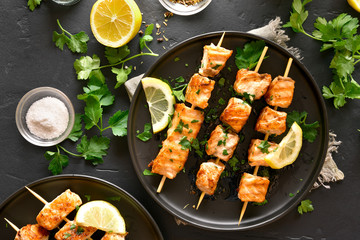 Barbecue salmon skewers
