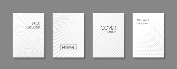 Fototapeta na wymiar Abstract minimal business templates. White striped monochrome vector backgrounds for cover, banner, poster, presentation