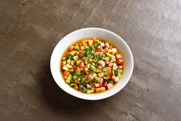 Cold russian soup Okroshka