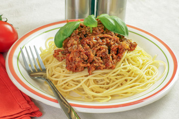 assiette de spaghetti à la bolognaise
