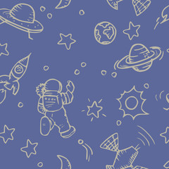 Seamless pattern - space objects - hand drawn wallpaper design