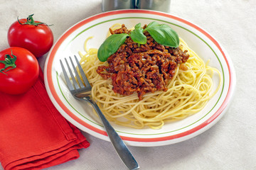 assiette de spaghetti à la bolognaise