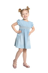 Cute little girl posing on white background
