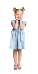 Cute little girl posing on white background