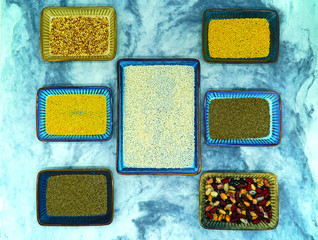 Various kinds of grains(Sticky rice,millet,sticky sorghum,beans)