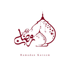 Obraz premium Vector illustration of Ramadan kareem islamic design crescent moon arabic calligraphy