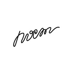 Post, hand lettering. Сalligraphy in Russian. Continuous line drawing, one single line on a white background, isolated vector illustration.