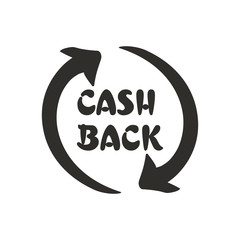 Cash back. Money refound. Black icon design. Vector illustration.