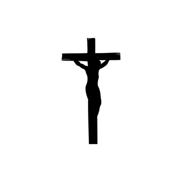 Illustration of religious symbol crucifix. Jesus Christ on cross a symbol of Christianity. Cross with crucifixion.