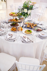 Wedding table for newlyweds with beautiful decorations