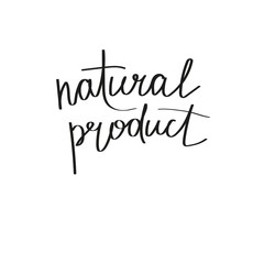 Natural product hand lettering vector illustration.
