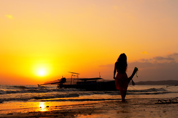 Tropical beach at sunset