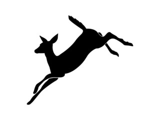 Silhouette of deer running. vector image