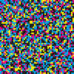 Random seamless mosaic pattern in CMYK colors. Background is made up of multicolored squares. EPS10 vector file
