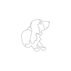 Funny line basset hound style icon for different design. Cute family dog.