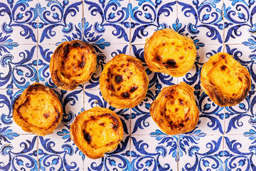 Egg tart, traditional Portuguese dessert, pastel de nata.