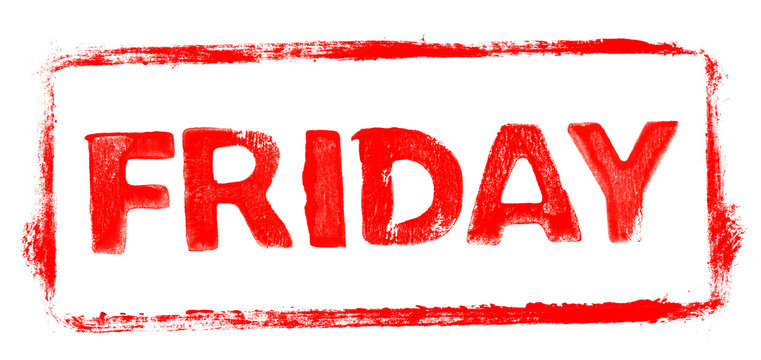 Roter Stempel Rahmen: Wochentag Freitag / Friday
