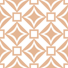 Geometric square seamless pattern. Beige design on white background