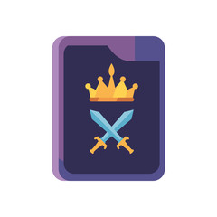 Isolated videogame portable console with crown and swords control line style icon vector design