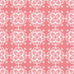 Floral print. White pattern on pink seamless background