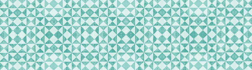 Green white traditional motif tiles texture background banner - Vintage retro cement tile with triangular square pattern