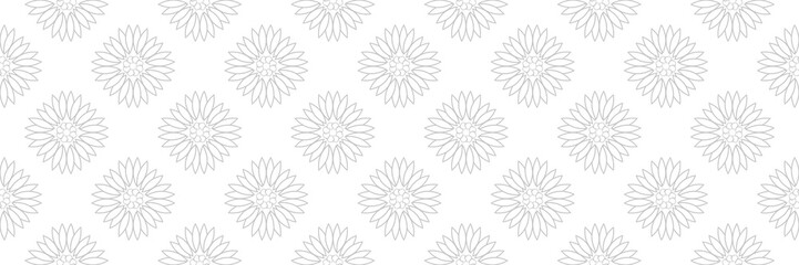 Seamless pattern with flowers. Gray on white background
