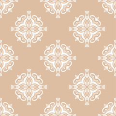 Floral seamless pattern. White flowers on beige background