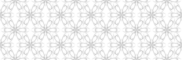 Seamless pattern with flowers. Gray on white background