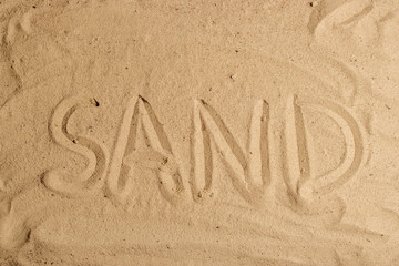 Inscription on the sand letter word