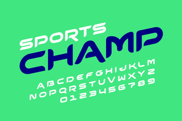 Sport style font design, all caps alphabet letters and