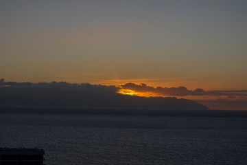 Sunset over Gomera from Los Gigantes Tenerife Spain