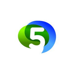 Initial Number 5 with Colorful Bubble Speech